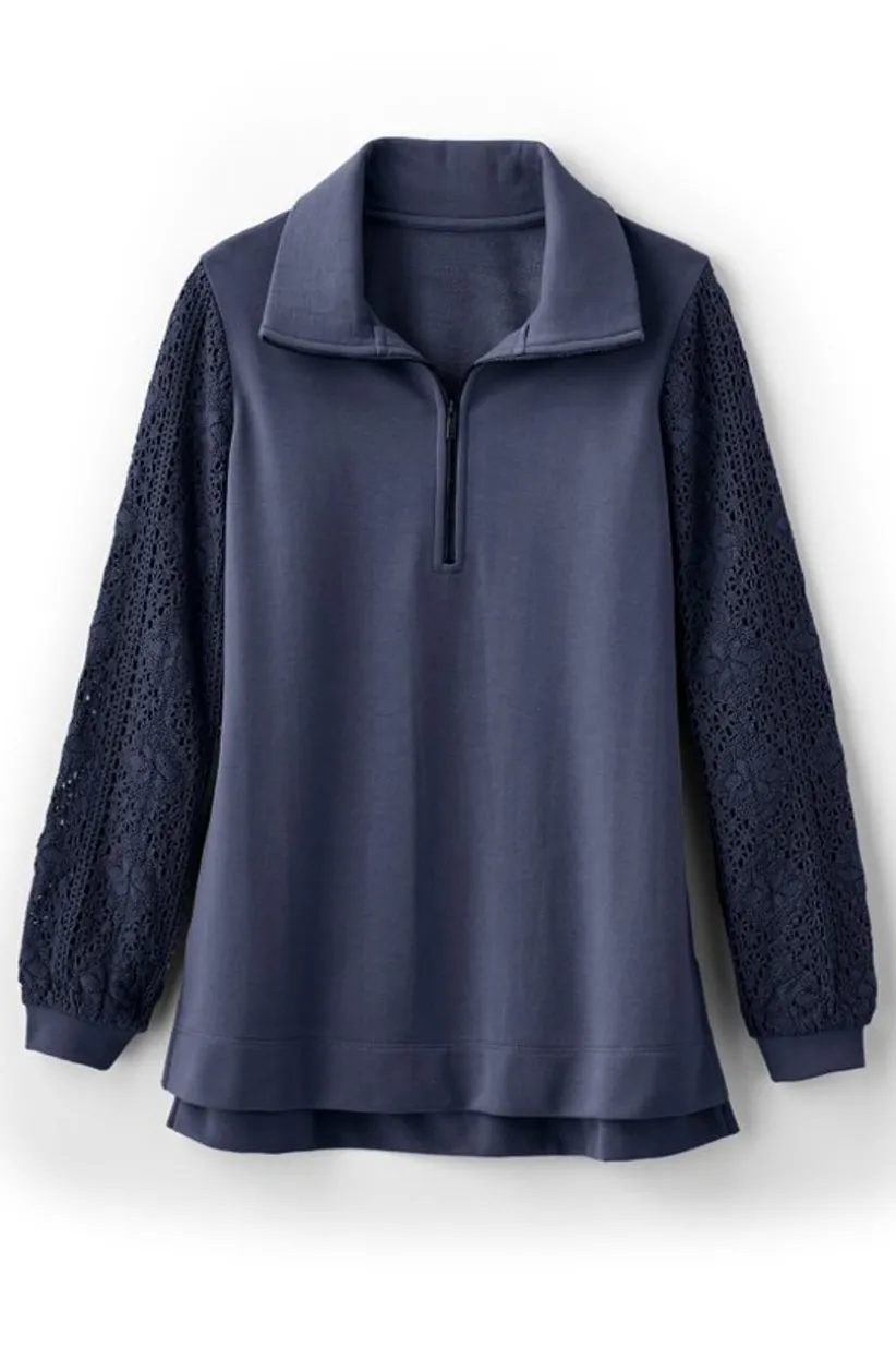 Crochet Sleeve French Terry Tunic