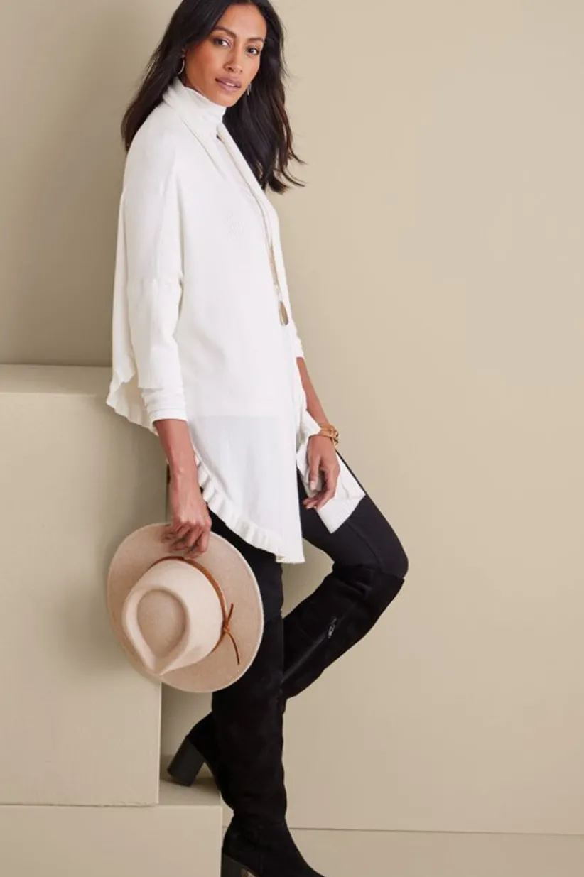 Draped Ruffle Cardigan