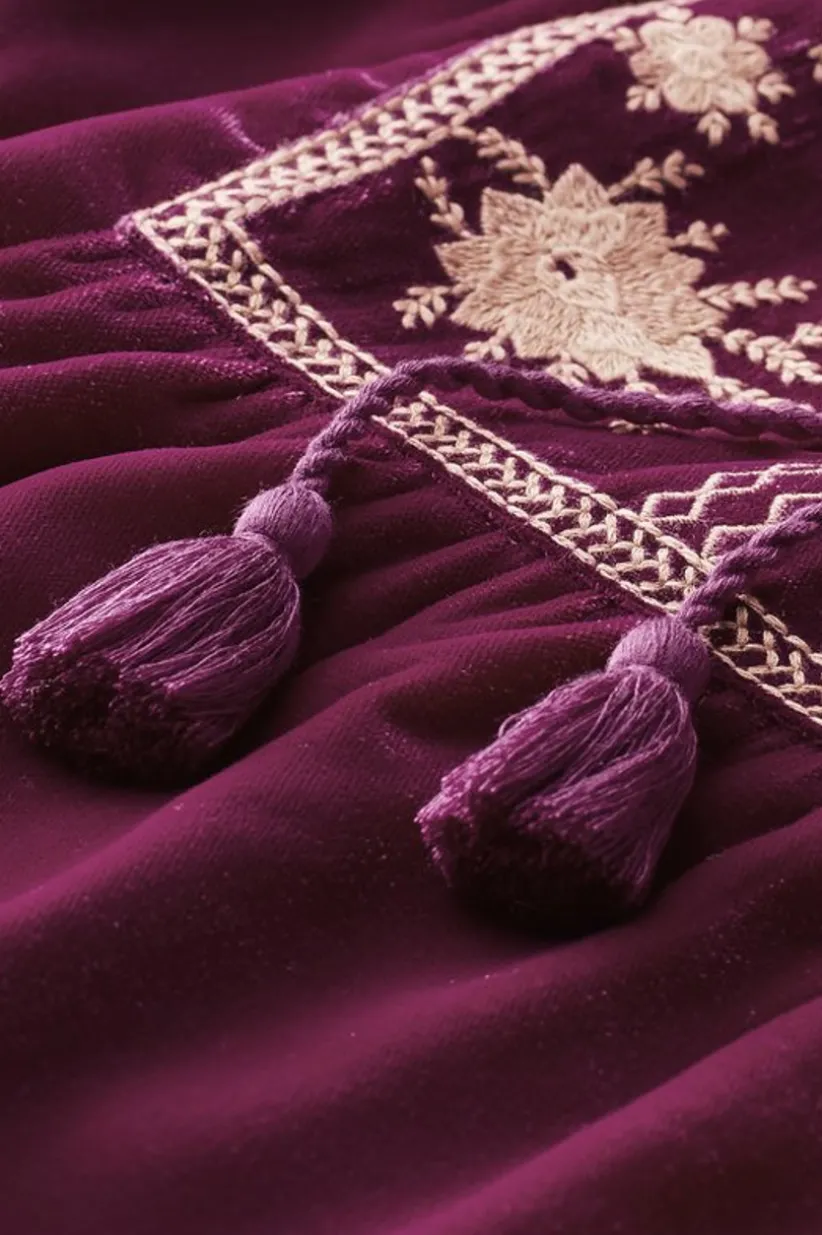 Evelyne Embroidered Velvet Tunic