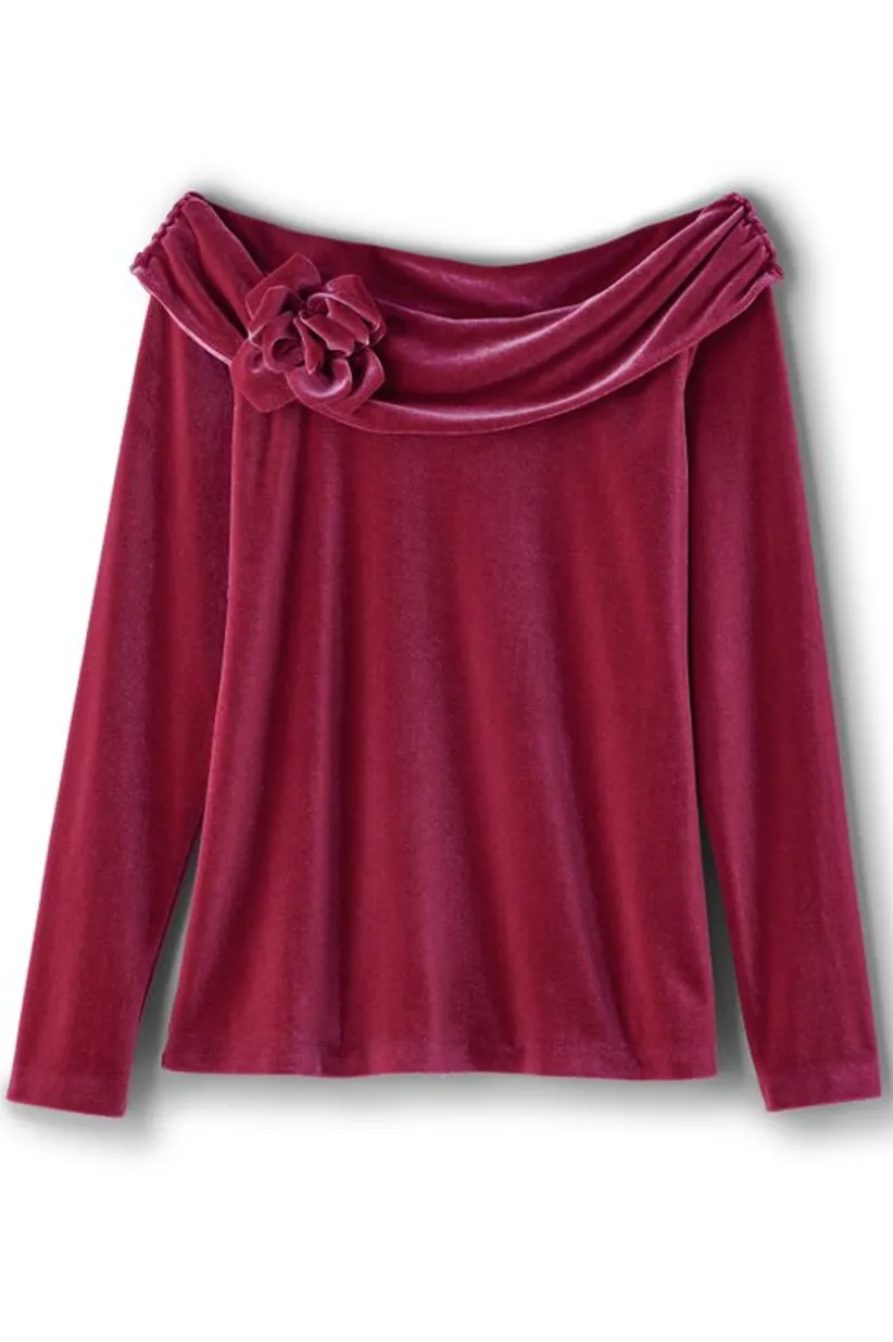 Jeanna Rosette Velvet Top