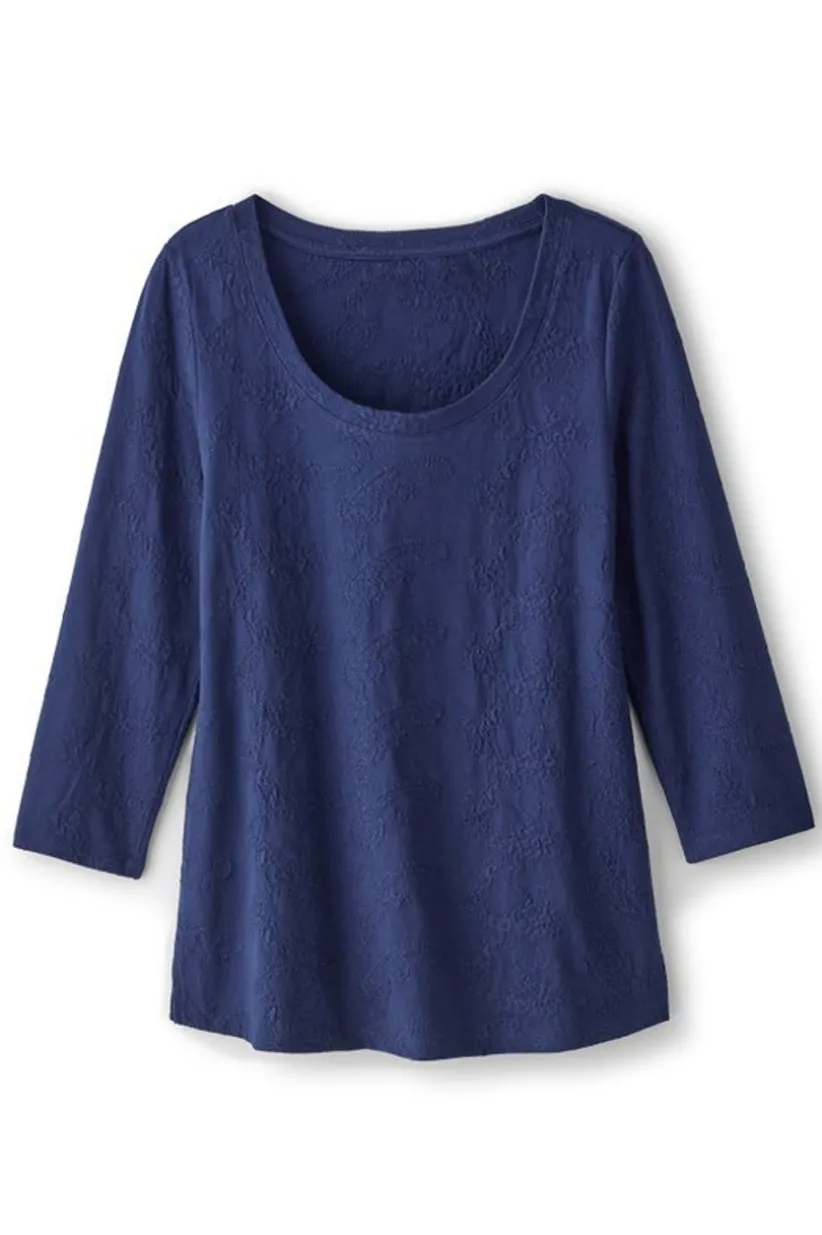 Linnea Embroidered 3/4 Sleeve Tee
