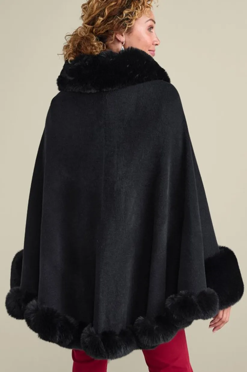 Mila Faux Fur Trim Cape