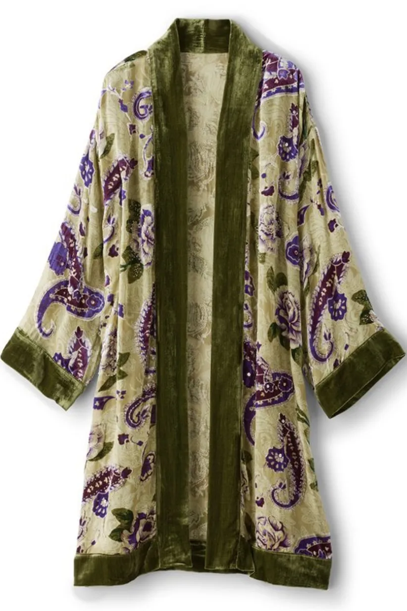 Nomi Silk Blend Velvet Kimono