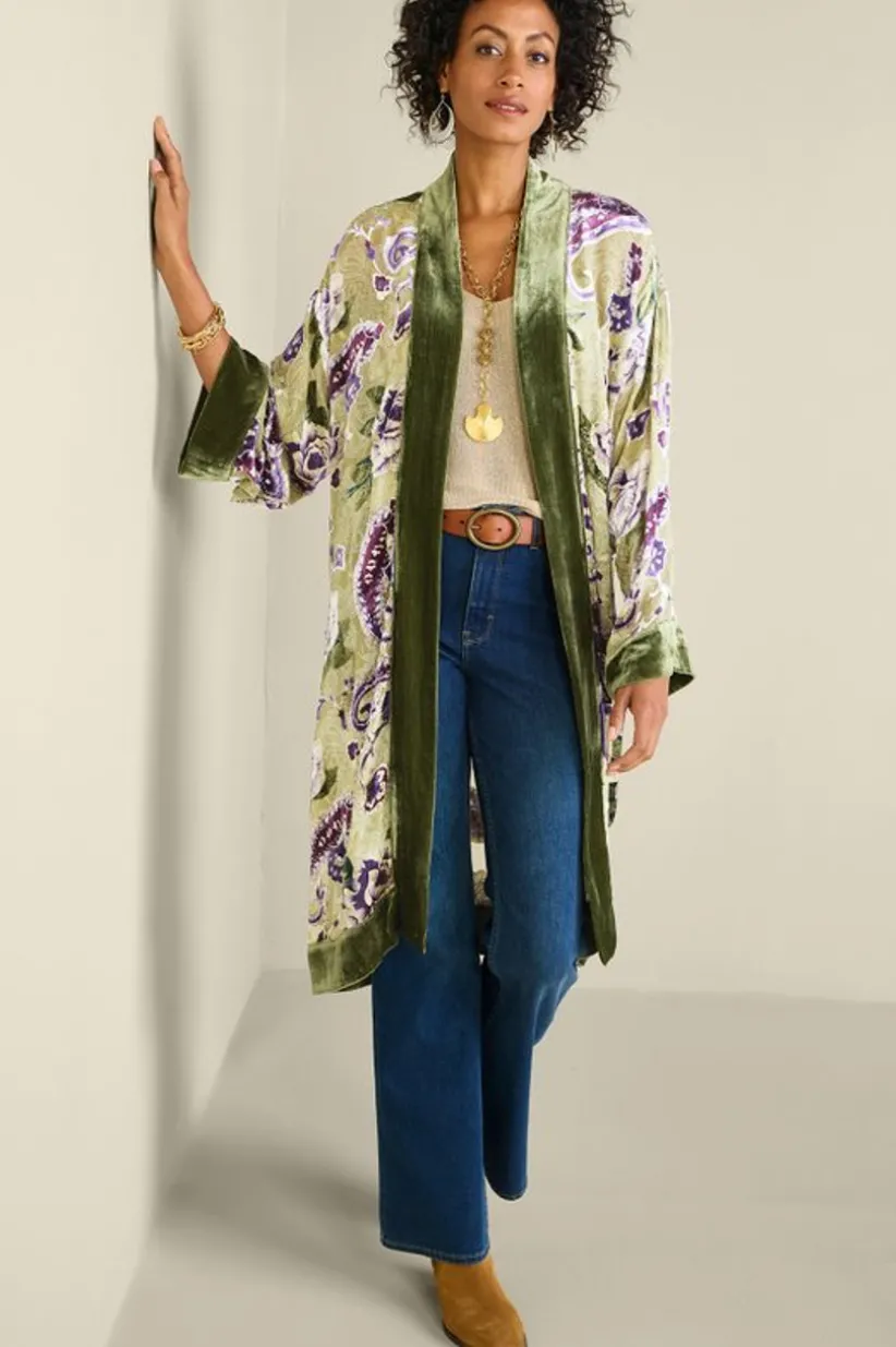 Nomi Silk Blend Velvet Kimono