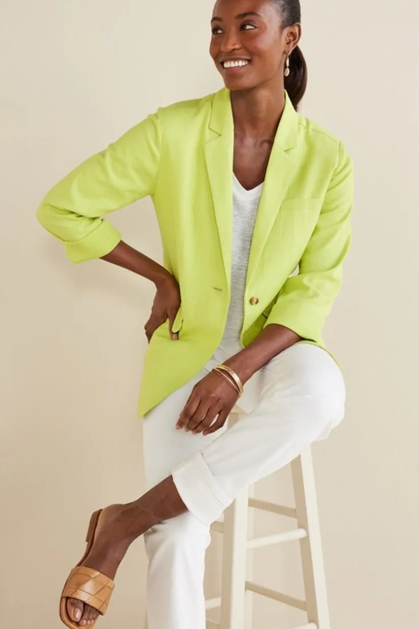 Portofino Linen Blend Boyfriend Blazer