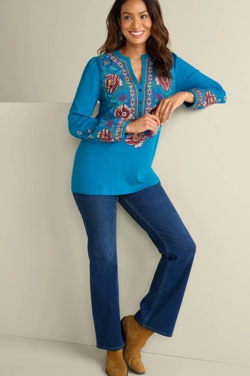 Riva Embroidered Knit Gauze Top